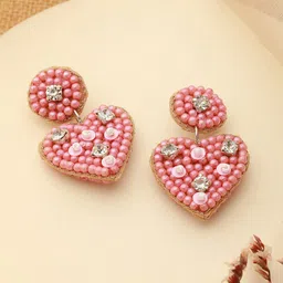 Jazz and Sizzle Heart Shaped Beaded Drop Earrings-picture-32