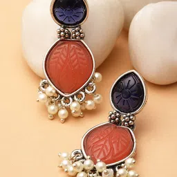 KARATCART Silver-Plated Drop Earrings-image-99