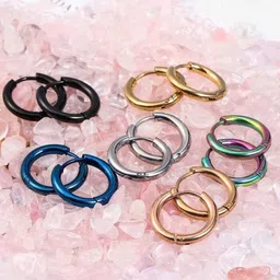 VIEN Set of 5 Assorted Circular Hoop Earrings-image-2