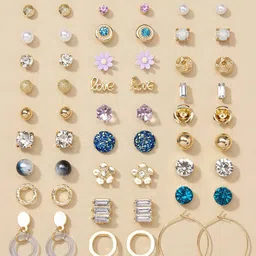 Jewels Galaxy Set Of 30 Gold Plated Stud And Hoop Earrings-picture-11