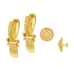Vighnaharta Set Of 2 Gold Plated Floral Studs Earrings-picture-14