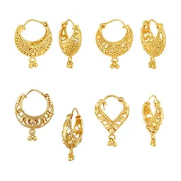 Vighnaharta Set of 4 Gold-Plated Hoop Earrings-picture-30