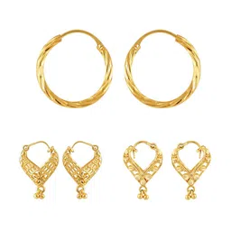 Vighnaharta Set Of 3 Gold-Plated Floral Hoop Earrings-picture-37