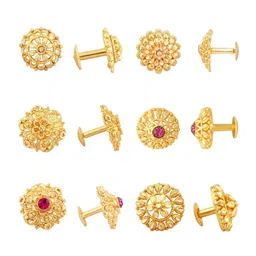 Vighnaharta Set Of 6 Gold-Plated Floral Stud Earrings-picture-15