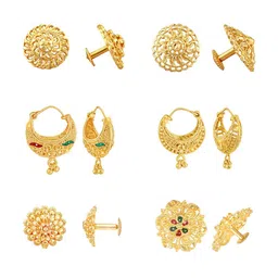 Vighnaharta Set Of 6 Gold Plated Hoop & Stud Earrings-picture-11