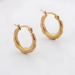 KARISHMA KREATIONS Gold-Plated Stainless Steel Contemporary Hoop Earrings-image-14