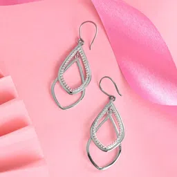 Clara 925 Sterling Silver Rhodium Plated Contemporary Cubic Zirconia Hoop Earrings image 1