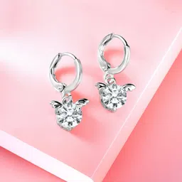 Peora Silver-Plated Contemporary Cubic Zirconia Hoop Earrings-picture-17