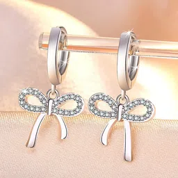 Jewels Galaxy Silver Plated AD Studded Hoop Earrings-picture-35