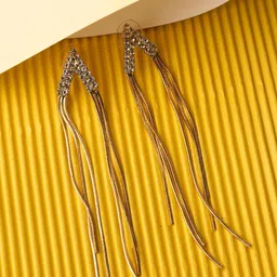Jewelz Gold-Toned Contemporary Gold-Plated Drop Earrings-picture-34