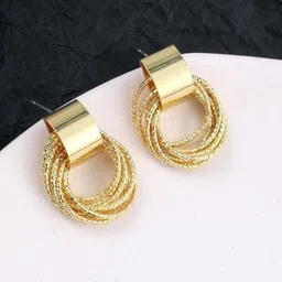 Pinapes Gold-Plated Geometric Drop Earrings image 1