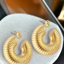 Okos Gold-Plated Contemporary Half Hoop Earrings-picture-15