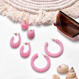 BEWITCHED Pink Contemporary Half Hoop Earrings-picture-27