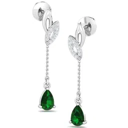 KUBERBOX 18KT White Gold Diamond-Studded Emerald Earrings-1.56gm-picture-15