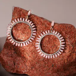 SOHI Silver-Plated Crystal-Studded Drop Earrings-picture-24