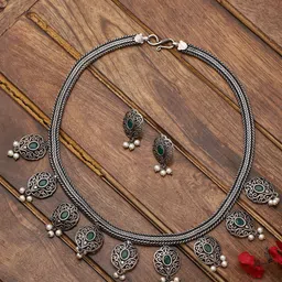 VENI Silver-Plated Oxidised German Silver Jewellery Set image 1