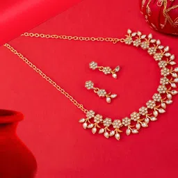 GRLIE Gold-Plated Kundan Studded Necklace & Earrings-picture-41