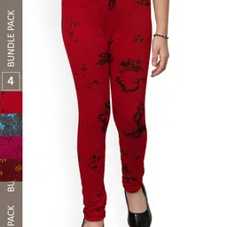 IndiWeaves Girls Pack Of 4 Printed Pure Wool Leggings-picture-23