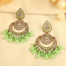 AccessHer Green Circular Chandbalis Earrings image 1