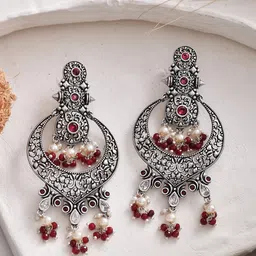 Voylla Silver-Plated Contemporary Chandbalis Earrings-image-39