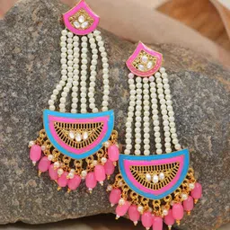 Crunchy Fashion Pink Contemporary Chandbalis Earrings-picture-21