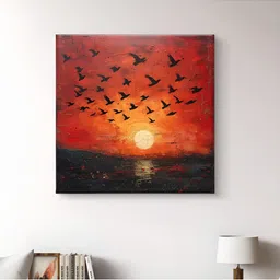 SAF Red & Black 1 Piece Canvas Floral and Botanical Wall Paintings image 1