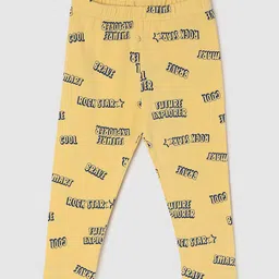 max Girls Yellow Printed Ankle-Length Leggings image 1