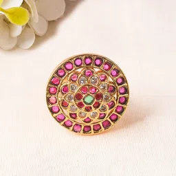 JAYPORE Gold-Plated Stone-Studded Adjustable Finger Ring-picture-22