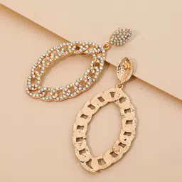 Bellofox Gold-Plated Stone Studded Contemporary Drop Earrings-picture-36