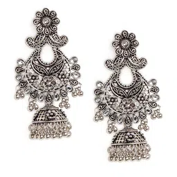 Anouk Gold-Plated Oxidised Dome Shaped Jhumkas image 2