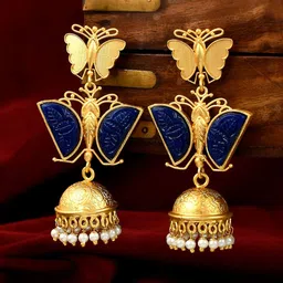 Silvermerc Designs Gold-Plated Beads Beaded Butterfly Shaped Drop Earrings-picture-31