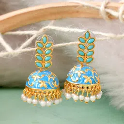 Silvermerc Designs Gold-Plated Beads Beaded Dome Shaped Jhumkas-image-59