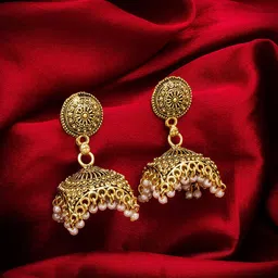 aadita Gold-Plated Classic Jhumkas-image-74
