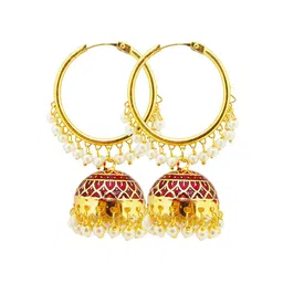 FEMMIBELLA Maroon Circular Jhumkas Earrings-picture-52