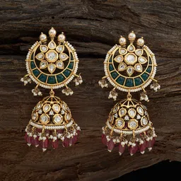Kushal's Fashion Jewellery Dome Shaped Kundan Studded Jhumkas-picture-58