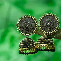 MEENAZ Gold-Plated American Diamond Studded Dome Shaped Jhumkas-picture-38