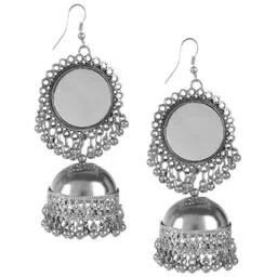 Samridhi DC Silver-Plated Contemporary Oxidised  Jhumkas-picture-22