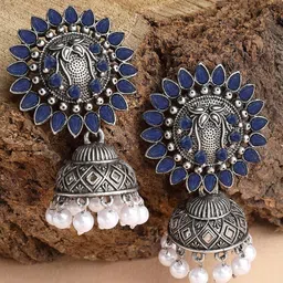 KARATCART Silver-Plated Jhumkas Earrings-image-39