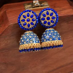 Crunchy Fashion Blue Contemporary Jhumkas Earrings image 1