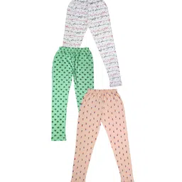 IndiWeaves Girls Pack Of 3 Printed Skin Friendly Pure Cotton Ankle Length Legging-image-63