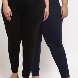 TAG 7 PLUS Women Pack Of 2 Solid Plus Size Ankle-Length Leggings image 1