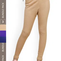IndiWeaves Girls Pack Of 3 Ankle Length Wool Leggings-picture-41