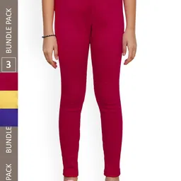 IndiWeaves Girls Pack Of 3 Woolen Ankle-Length Leggings-picture-54