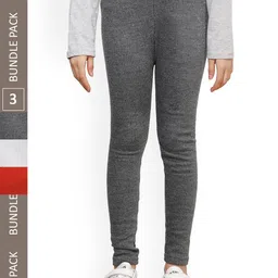 IndiWeaves Girls Pack Of 3 Ankle Length Warm Leggings-image-77