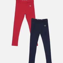TWIN BIRDS Girls Pack Of 2 Solid Pure Cotton Ankle-Length Leggings-image-64