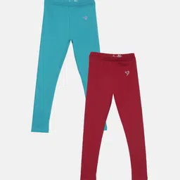 TWIN BIRDS Girls Pack Of 2 Solid Pure Cotton Ankle-Length Leggings-image-63
