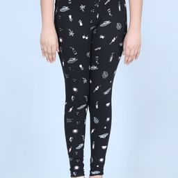 StyleStone Girls Black Printed  Pure Cotton Ankle Length  Leggings-picture-17