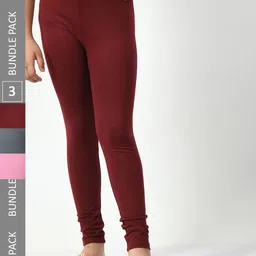 BAESD Girls Pack Of 3 Churidar-Length Leggings-image-50