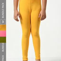 BAESD Girls Pack Of 3 Churidar Length Cotton Leggings-picture-22