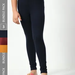 BAESD Girls Pack Of 3 Churidar-Length Leggings-image-29